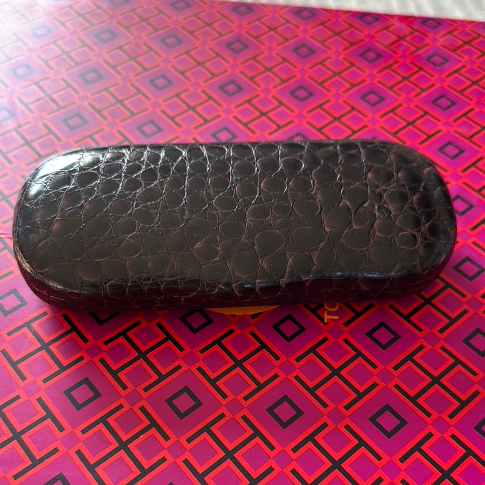 Brown Crocodile Pattern Eyeglass Case - image 1